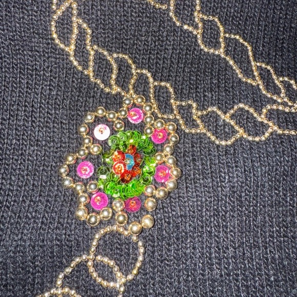 Jessica Roberts Vintage 80s/90s Holiday Embellished Floral Sweater Women's - Picture 5 of 10